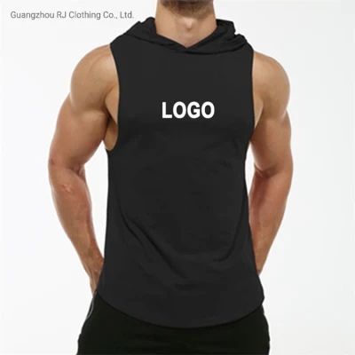 Men Workout Hooded Tank Tops Sports Bodybuilding Stringer Muscle Cut off T Shirt Men′s Sleeveless Gym Hoodies